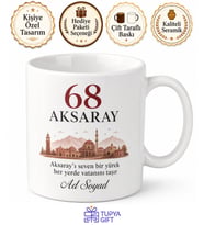Aksaray Plakalı İsimli Hediyelik Kupa Bardak - 68 Plaka Özel Tasarım Hediye