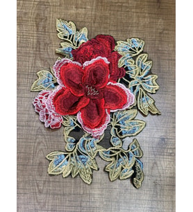 30X19 CM KABARTMA NAKIŞ İŞLEME GÜL ARMA APLİKE DİKİŞ AKSESUARI