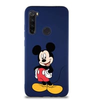 Xiaomi Redmi Note 8 Soft Premier Kapak Mickey Mouse-E Tasarımlı Silikon Kılıf - Lacivert (Şeffaf)