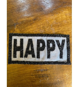 11X22 CM TRANSPARAN HAPPY YAZI APLİKE ARMA YAMA DİKİŞ HOBİ AKSESUARI