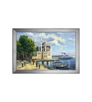 Ortaköy Camii Motifli Kanvas Tablo 50 x 70 cm Silver Çerçeve