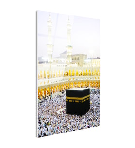 Tamperli Gerçek Cam Tablo Kabe Mescidi Haram Tavaf Alanı Dini İslami Tablo Duvar Dekoru