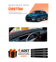 CITROEN CACTUS (2018-2020) Uyumlu Torpido Koruma Örtüsü Oto Kılıfı - Siyah Mavi