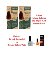 NATURA BALANCE SAÇ BOYASI 7.43 KUMRAL BAKIR 2 ADET + KALYON TIRNAK BESLEYİCİ VE BAKIM YAĞI
