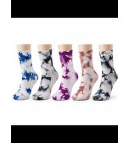 Wak Unisex Batik Desenli Çorap 5'li Set Pamuklu Renkli Uzun Soket Dikişsiz Nefes Alan Günlük Spor Çorabı