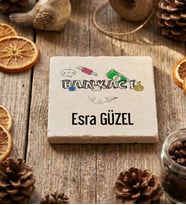 Kişiye Özel Bankacı Bardak Altlığı  Hediyesi (Krem)