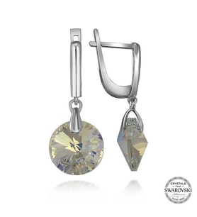 Swarovski Crystal Taşlı Gümüş Beyaz Sallantılı Kadın Küpe