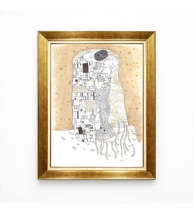 Tablore Altın Çerçeveli Gustav Klimt Öpücük (The Kiss) Tablosu Ünlü Ressam İllüstrasyon Yatak Odası Salon Tablo