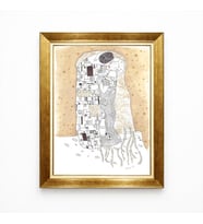 Tablore Altın Çerçeveli Gustav Klimt Öpücük (The Kiss) Tablosu Ünlü Ressam İllüstrasyon Yatak Odası Salon Tablo