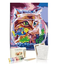 Sayılarla Boyama Seti 40 x 50 cm Tuval Şasesine Gerili Kedilerin Dünyası