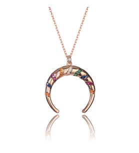 Ters Hilal Gümüş Kolye