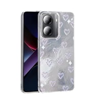 Xiaomi Poco X7 Pro Kılıf Kamera Korumalı Fiyonk Kalp Figürlü Ponti Kapak (Beyaz)