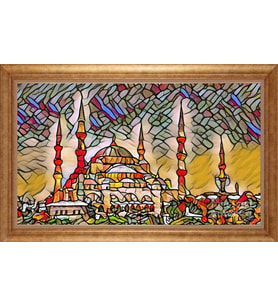 EV İŞYERİ OFİS İÇİN ALTIN ÇERÇEVELİ PASPARTULU TABLO S135