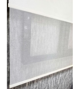 BBB Saten Çizgili Çift Mekanizmalı Tül Stor Perde Ekru MT1001