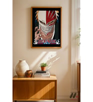 Bleach Ichigo Maske Anime Poster, Ahşap Çerçeveli Duvar Tablosu - Anime Severlere Özel