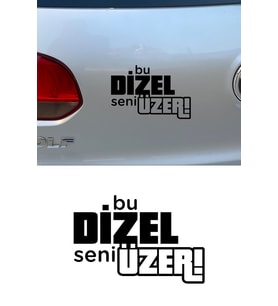 30 X 19 Cm Bu Dizel Seni Üzer Oto Cam Sticker Araba Sticker (Siyah)
