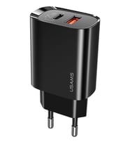 USAMS US-CC121 T35 20W QC3.0 + PD3.0 İPhone İçin Hızlı Şarj Başlı (Siyah)