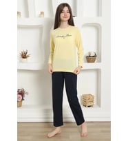 Kız Çocuk Penye Pijama Takım Sarı