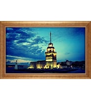 Çerçeveli Paspartulu Manzara Tablo bm1593 (Gold)