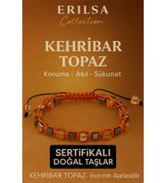 Sertifikalı Doğal Terahertz - Kehribar Turuncu Topaz Taşı Bileklik - Koruma ve Sükunet Taşı (Çok Renkli)
