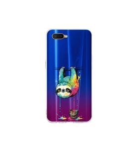 Oppo RX 17 Pro ile Uyumlu Splash Tembel Hayvan Tasarımlı Şeffaf Silikon Kılıf