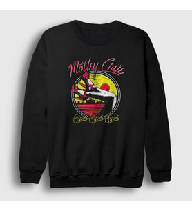 Presmono Unisex Siyah Girls V2 Mötley Crüe Sweatshirt 167197tt