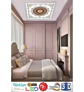 Kibar Tasarım Desenli Led Tavan 60watt Led Avize 60cmx60cm Modern Kendinden Çerçeveli