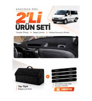 e-biz FORD TRANSİT (2001-2006) Uyumlu Torpido Örtüsü + Tay Tüyü Bagaj Çantası Seti - Siyah - FO028