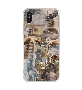 Iphone X ve XS Uyumlu Aesthetic Sanatsal Kolaj Tasarımlı Şeffaf Telefon Kılıfı