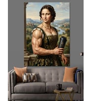 Kaslı Vücutlu Modern Mona Lisa Dekoratif Kanvas - Mdf Ahşap Tablo