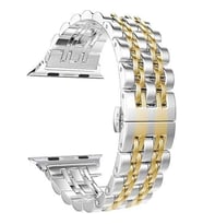 Apple Watch 1 38mm Uyumlu Kordon Double Paslanmaz Çelik Saat Kordonu 38/K14--Gold