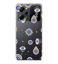 PrintiFy Poco X5 Pro 5G ile Uyumlu Nazar Boncuğu 5 Baskılı Kamera Korumalı Şeffaf Silikon Kılıf