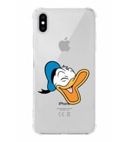 Apple iPhone XS Max Uyumlu Köşe Korumalı Antişok Kapak Donald Duck Tasarımlı Şeffaf  Kılıf