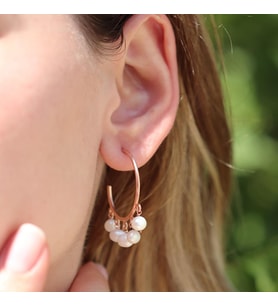 Sıra İncili Rose Gold Kaplama Gümüş Küpe