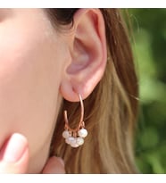 Sıra İncili Rose Gold Kaplama Gümüş Küpe