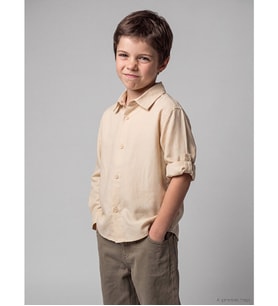 LCW Kids Bej Nakışlı Erkek Çocuk Gömlek