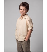 LCW Kids Bej Nakışlı Erkek Çocuk Gömlek