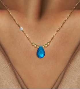 Demas Gold Pırlanta 14 Ayar Altın Dorika Blue Taşlı Kolye