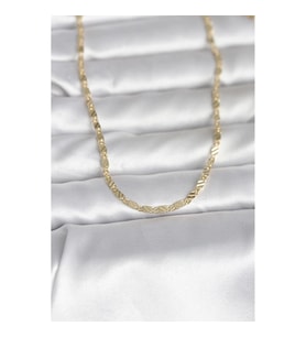 Mey İthalat® CM 14K Gold Renk Çizgi Lazer Model 60 cm Kadın Kolye