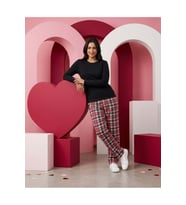 Kadın Pamuklu Lastikli Bel Pijama Altı Soft Örme Mevsimlik Ev Pantolonu Rahat Siyah Kırmızı Krem Kare Desen