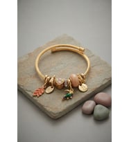 Kuş Figürlü Charmlı Gold Renk Bileklik