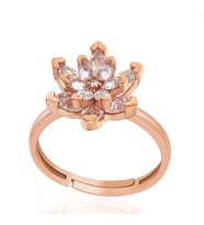 Gümüş Rose Beyaz Taşlı Lotus Çiçeği Kadın Yüzük