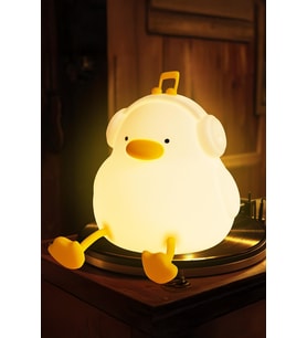 Sevimli Çocuk Bebek Odası LED Gece Lambası, Dokunmatik Silikon Figür (Krem)