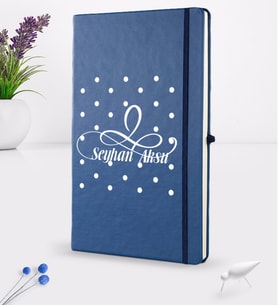 BK Gift Kişiye Özel İsimli Lacivert Termo Deri Defter 16x24cm Model 4