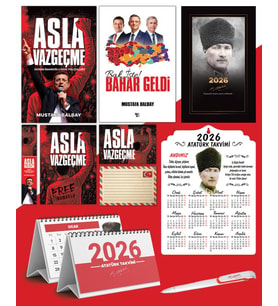 Asla Vazgeçme - Ayraç - Kartpostal - Poster Ve Bak İşte bahar Geldi -  2026 Ajanda Komutan - Kalpaklı Ahşap Duvar Takvimi - Masa Takvimi