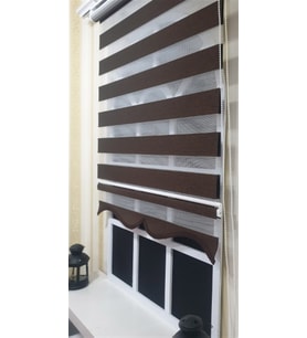 Zebra Stor Perde Koyu Kahve Etek Dilimli ST 034 (Kahverengi)