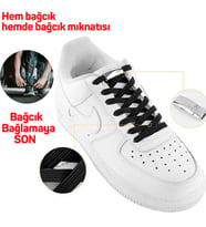 Mıknatıslı Manyetik Ayakkabı Klipsli Bağcık Siyah (Metal)