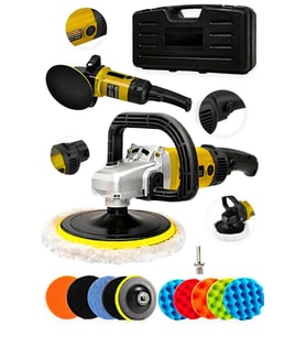 Bakır Sargı Devir Ayarlı Polisaj Makinesi 2000 Watt 180mm 12 Parça Set Hediyeli
