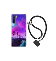 Oppo A91 Kılıf Resimli Desenli Silikon Boyun Askılı Purple Way 1843