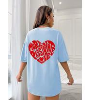 Yazılı Kalp Baskılı Tasarım Tshirt (Bebe Mavi)